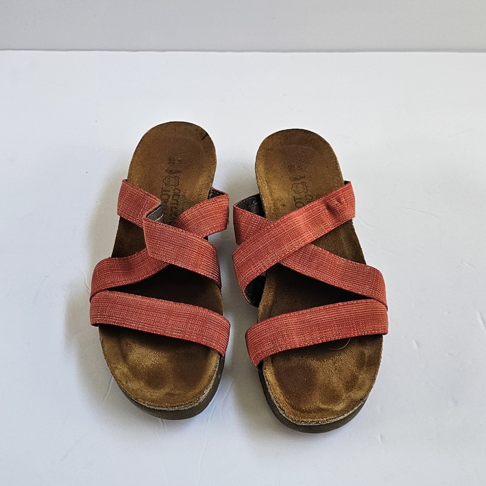 Naot Sandals Naomi Slide Wedge Red Orange  Strappy Slip On Women 9 EU 39 - Picture 2 of 9